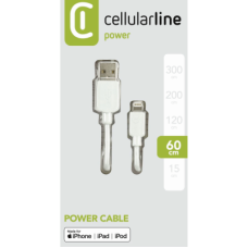 Cellularline, Lade- und Datenkabel 60cm USB Type-A auf Apple Lightning, Weiss